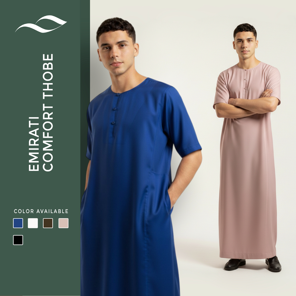 Jual HAMIZAN - New Emirati Comfort Short Sleeve Thobe | Baju Gamis Pria ...