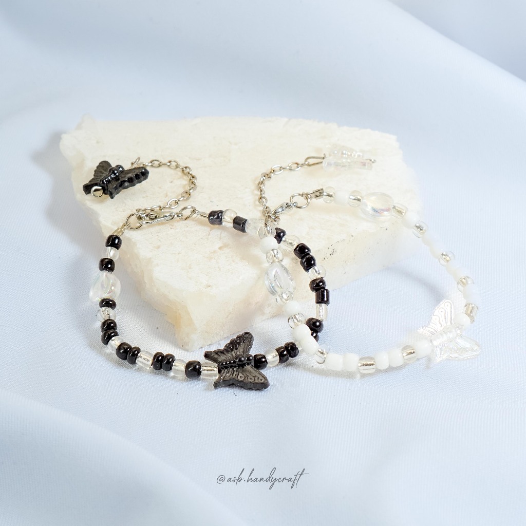 Jual [GMMK157] ASB - Gelang Manik black white series | Gelang Couple ...