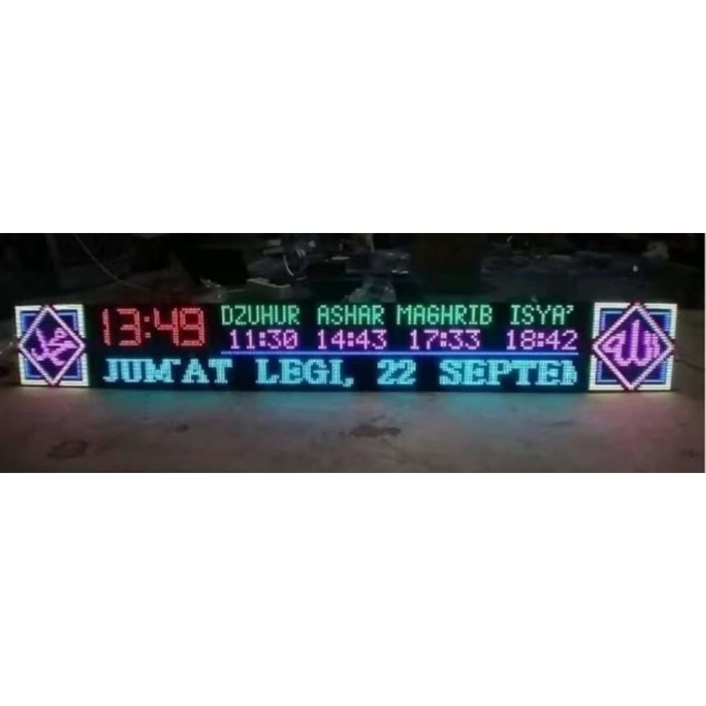 Jual JAM DIGITAL JWS MASJID/ MUSHOLLA RGB FULL COLOUR UKURAN 200 CM X ...
