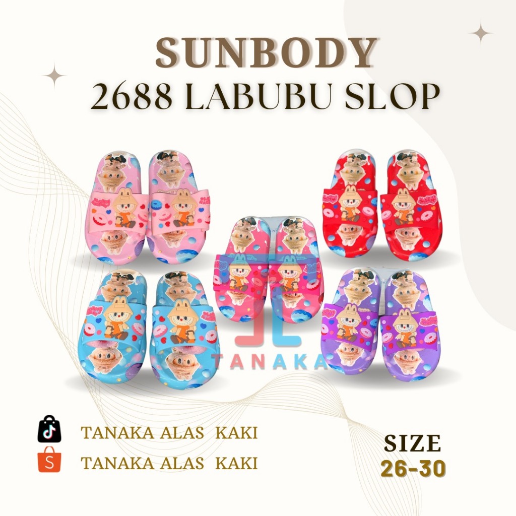 Jual Sandal Slop Anak SunBody 2688-Motif Labubu size. 26-30 / Bahan ...