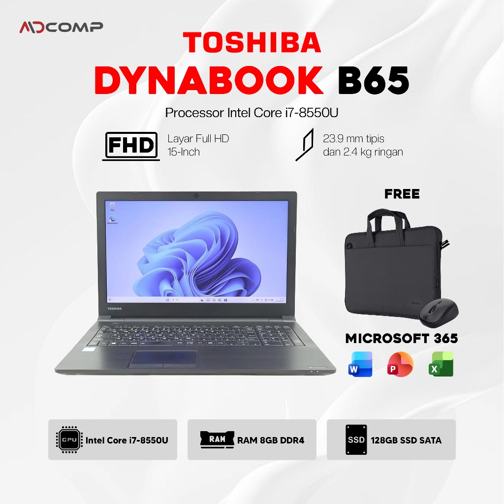 Jual Laptop Toshiba Dynabook B65 Intel Core i7 Gen 8 RAM 8GB SSD