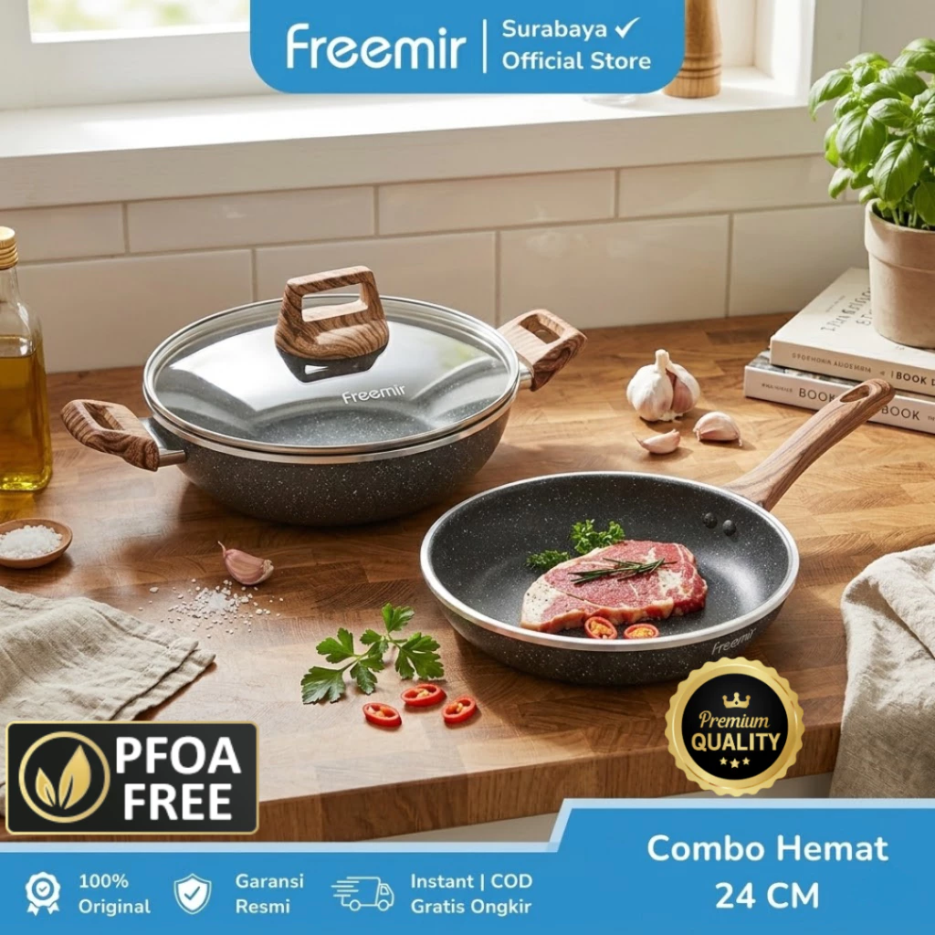Freemir Set Wajan Teflon Anti Lengket 24cm