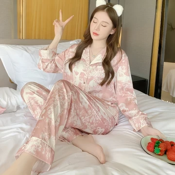 Set Piyama Lengan Pendek Wanita Satin Tie Dye Gaya Korea Kelas Atas