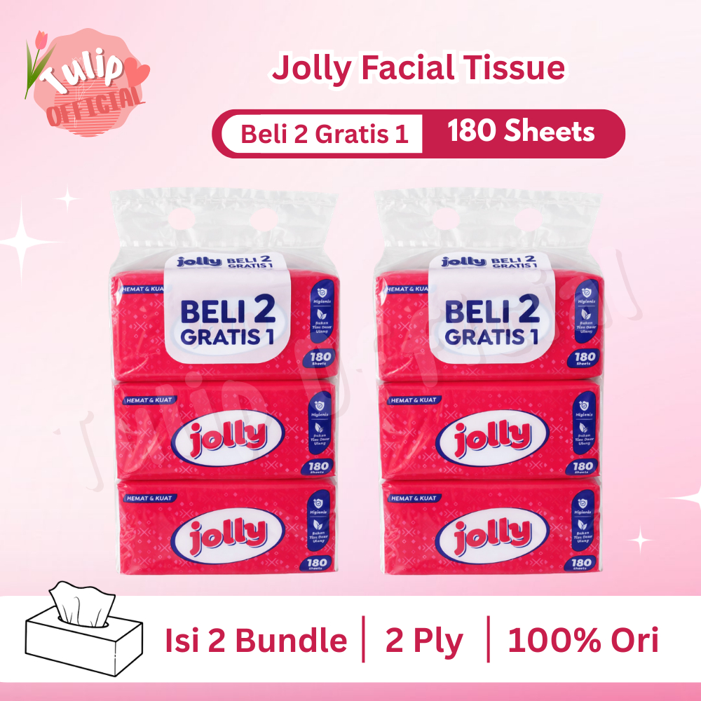 Jual Paket 2 Bundle Tisu Tissue JOLLY Facial 180 Sheets Beli 2 Gratis 1 ...