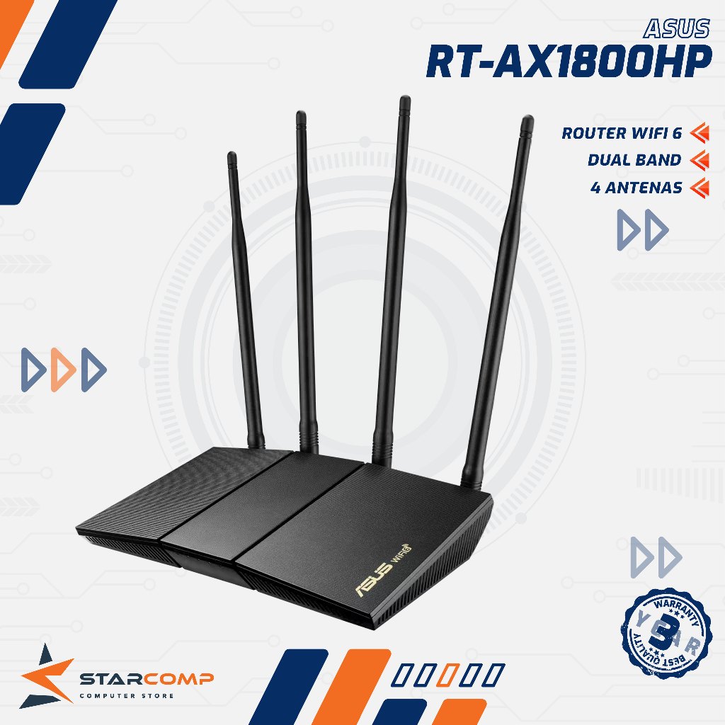Jual Asus RT-AX1800HP AX1800 Dual Band WiFi 6 Wireless Router | Shopee ...