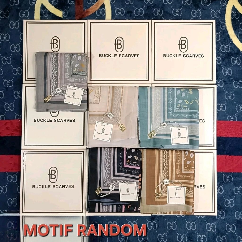 Hijab Segi Empat Motif 3pcs 3box Buckle Scarves Kerudung Kemasan Box Tabung Box Kotak Random