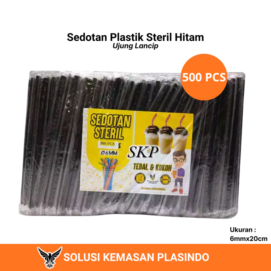 500 PCS Sedotan Plastik 6mmx20cm Bungkus