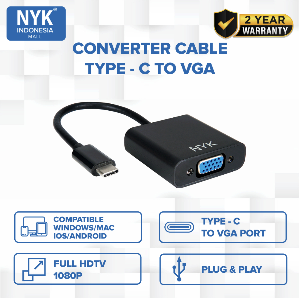 NYK Converter USB Type C To VGA COD
