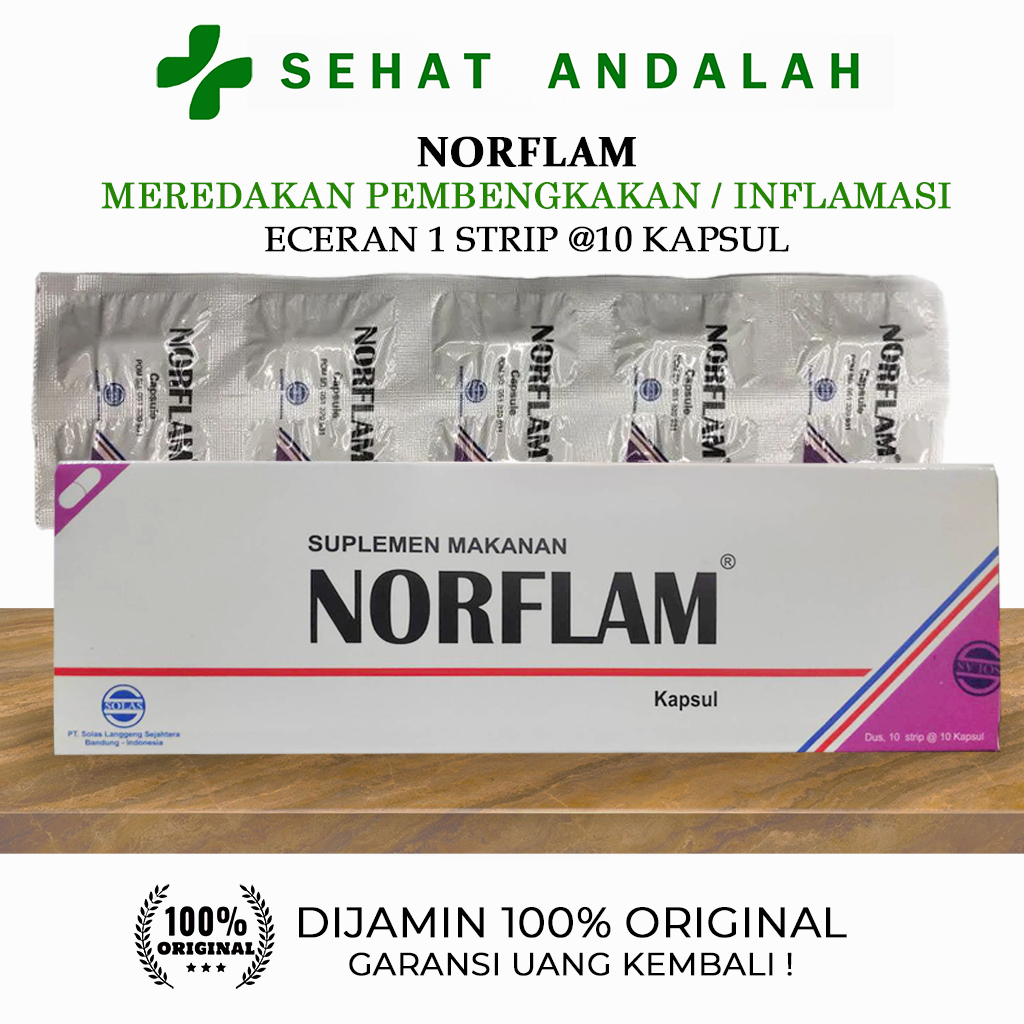 Jual NORFLAM (1 STRIP @10 KAPSUL) - SUPLEMEN MAKANAN ANTI PEMBENGKAKAN ...