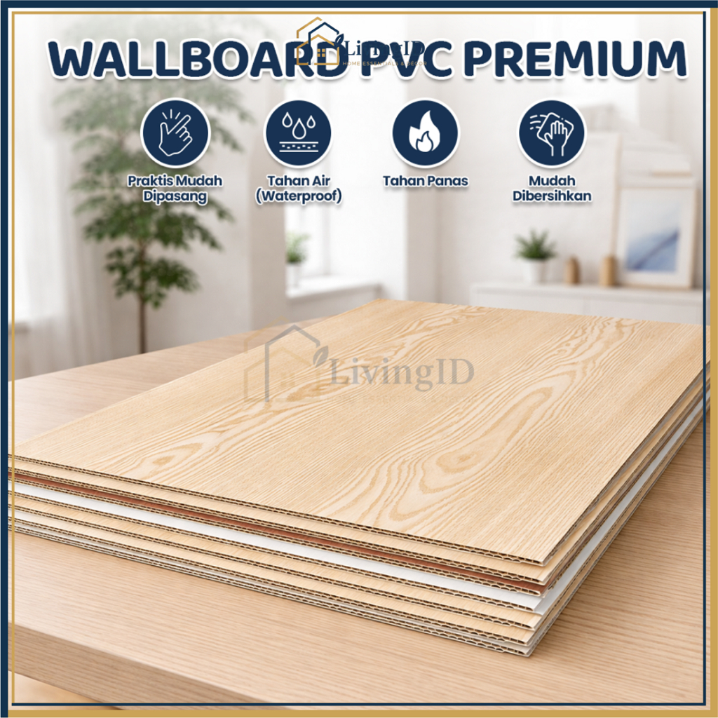 Jual LivingID Wallboard Dinding PVC Wallboard PVC 1 Meter / Wallboard ...