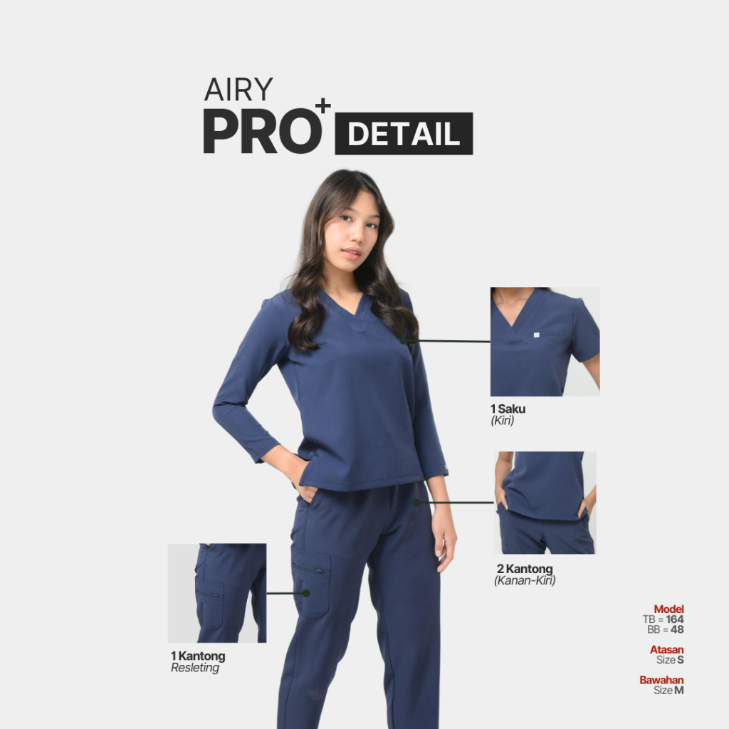Jual Set Baju Scrubs [AIRY PRO+] Warna 1 SAMA SIZE - Women Series Vneck ...