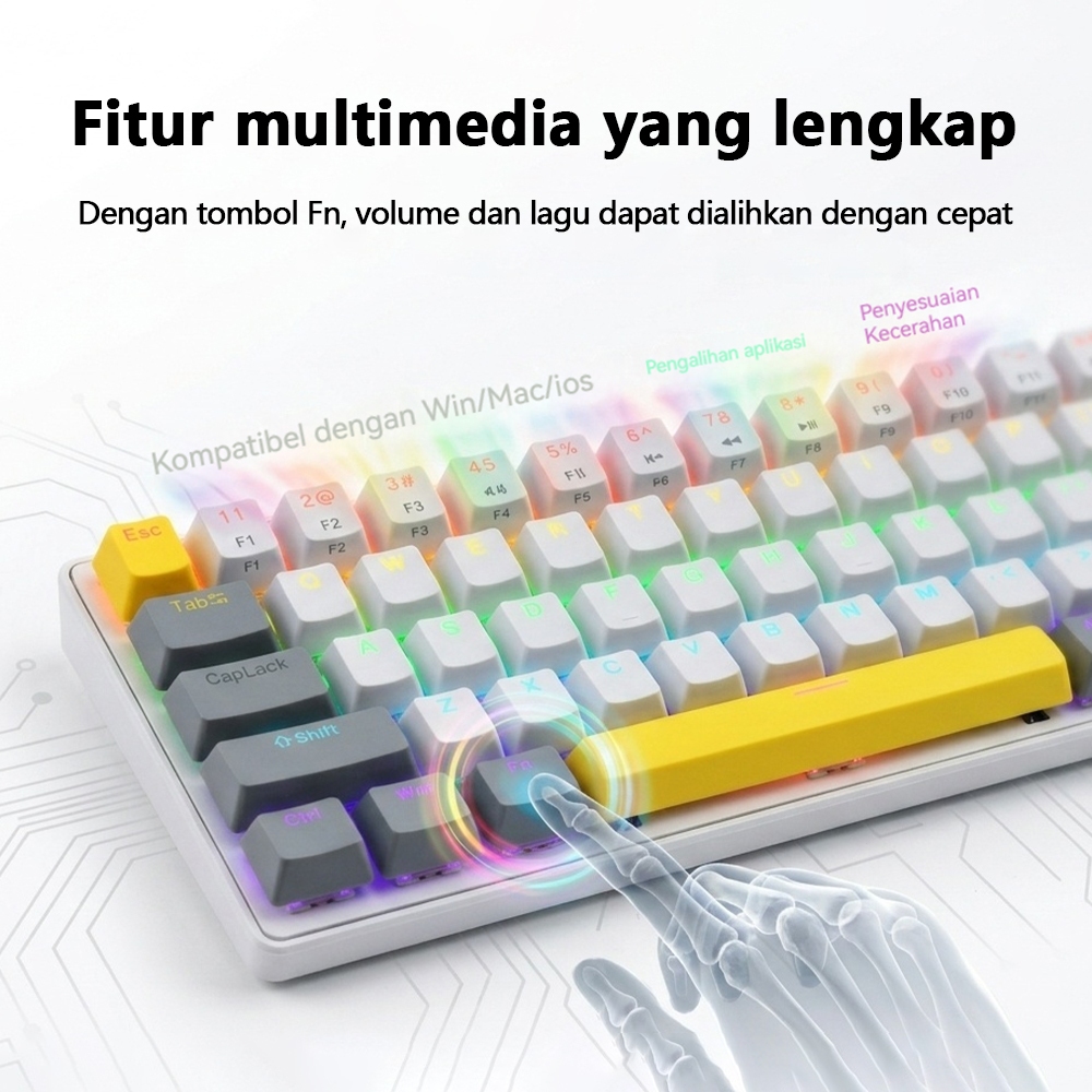 Jual JUTU Keyboard Mechanical Gaming Keyboard Gasket Structure Hotswap ...
