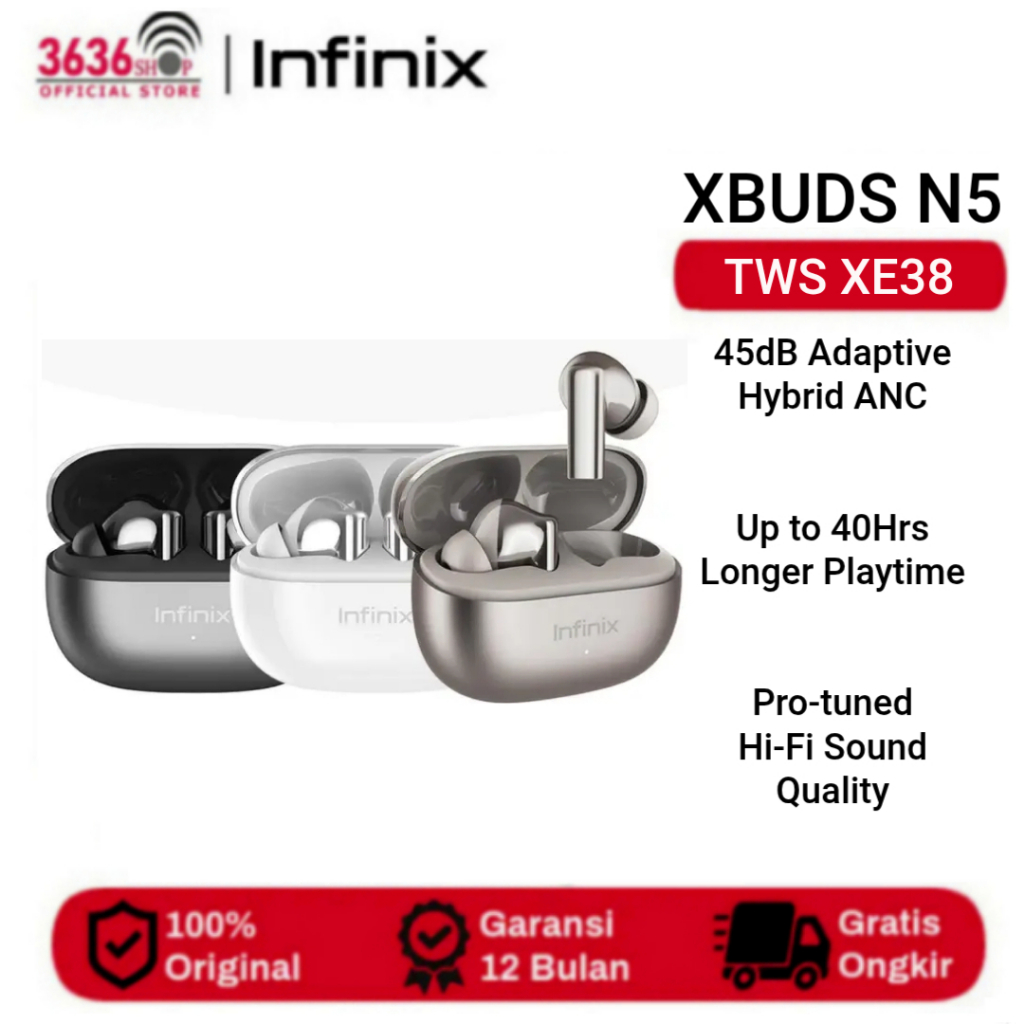 Jual Infinix - TWS XE38 - XBUDS N5 - 40 Hour Play Time - 500 mAh - AI ...