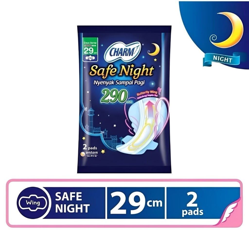 Jual Charm Safe Night Pembalut 29Cm Wing Renceng ( 1 Renceng Isi 2 ...