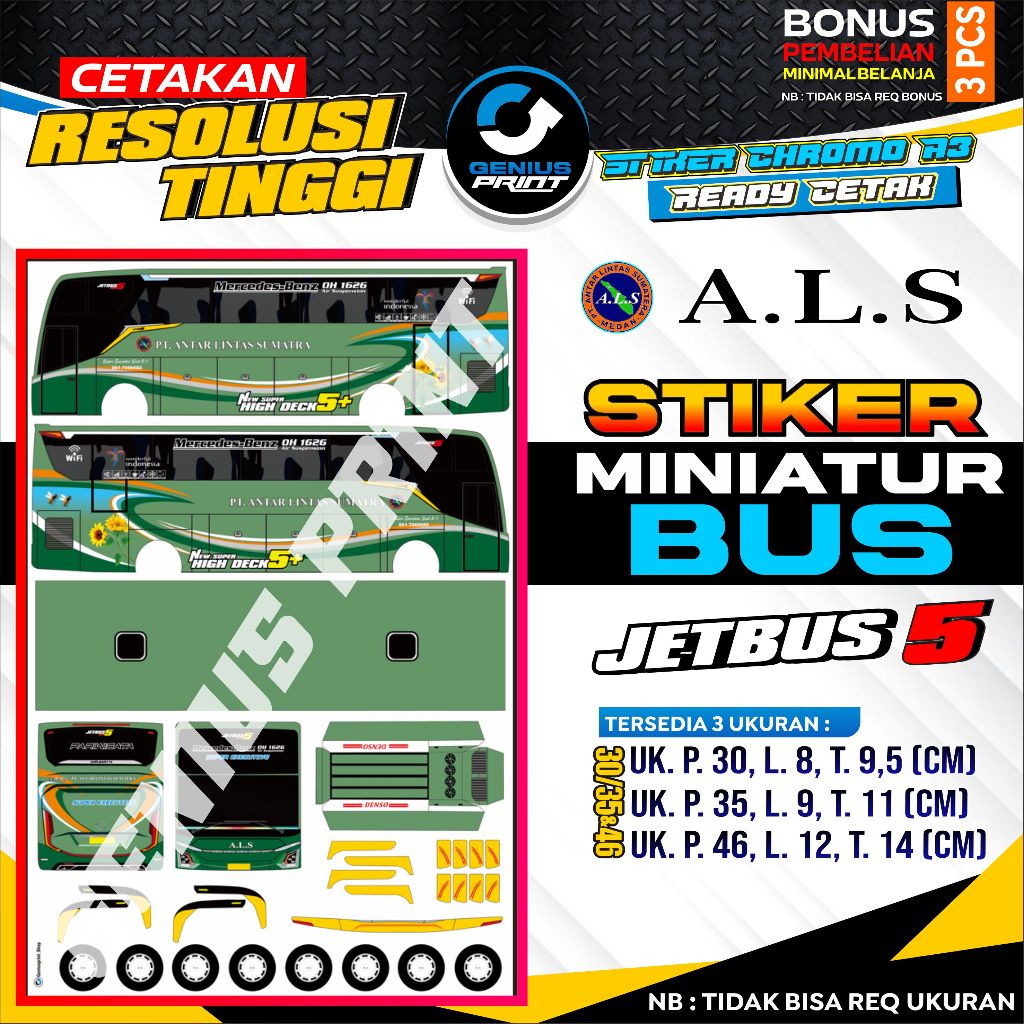 Jual Stiker Miniatur Bus [ JETBUS 5 ] Livery Bus Sumatera | Shopee ...
