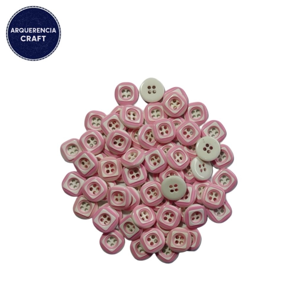 Jual 10 Pcs Kancing Hias Plastik Pink Motif Kotak Putih | Shopee Indonesia