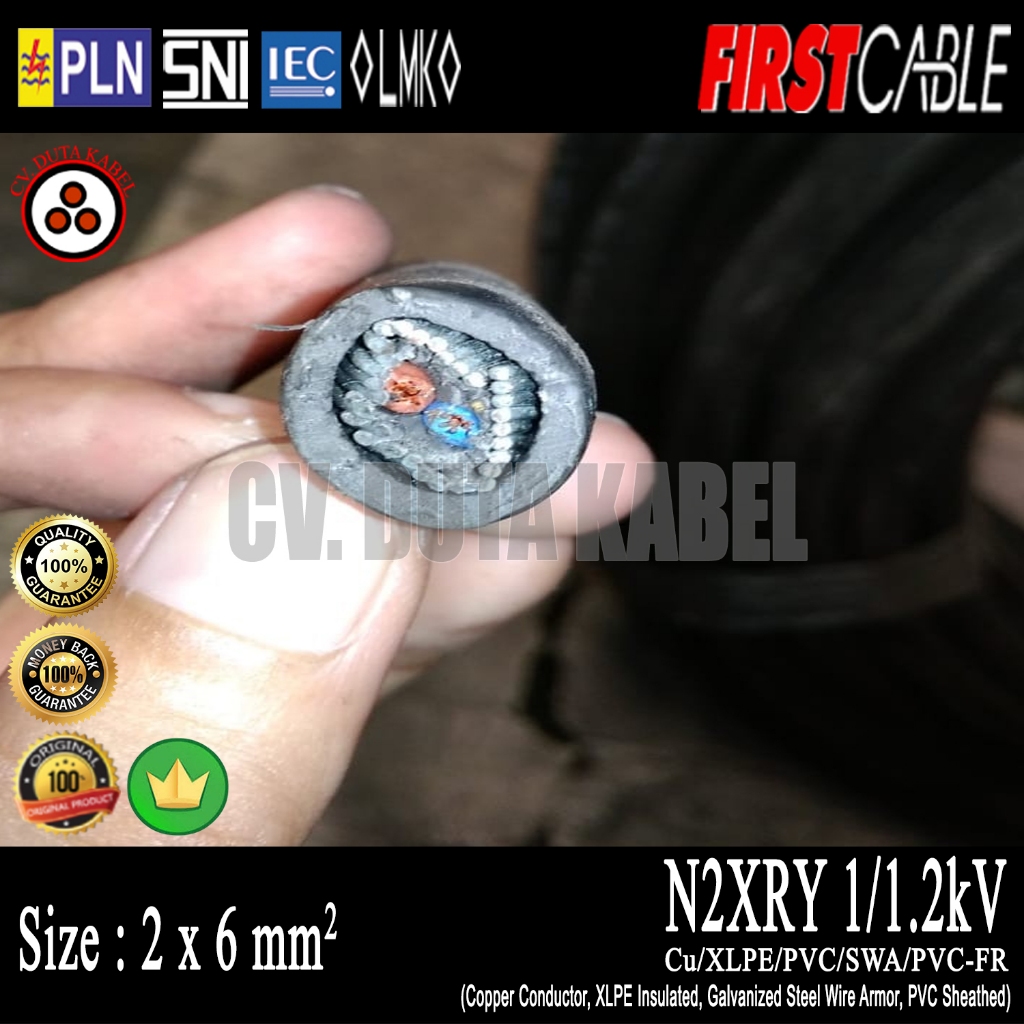 Jual Kabel N2XRY 2x6 mm2 FIRST CABLE (Cu/XLPE/SWA/PVC) 2x6 mm/2 x 6 mm2 ...