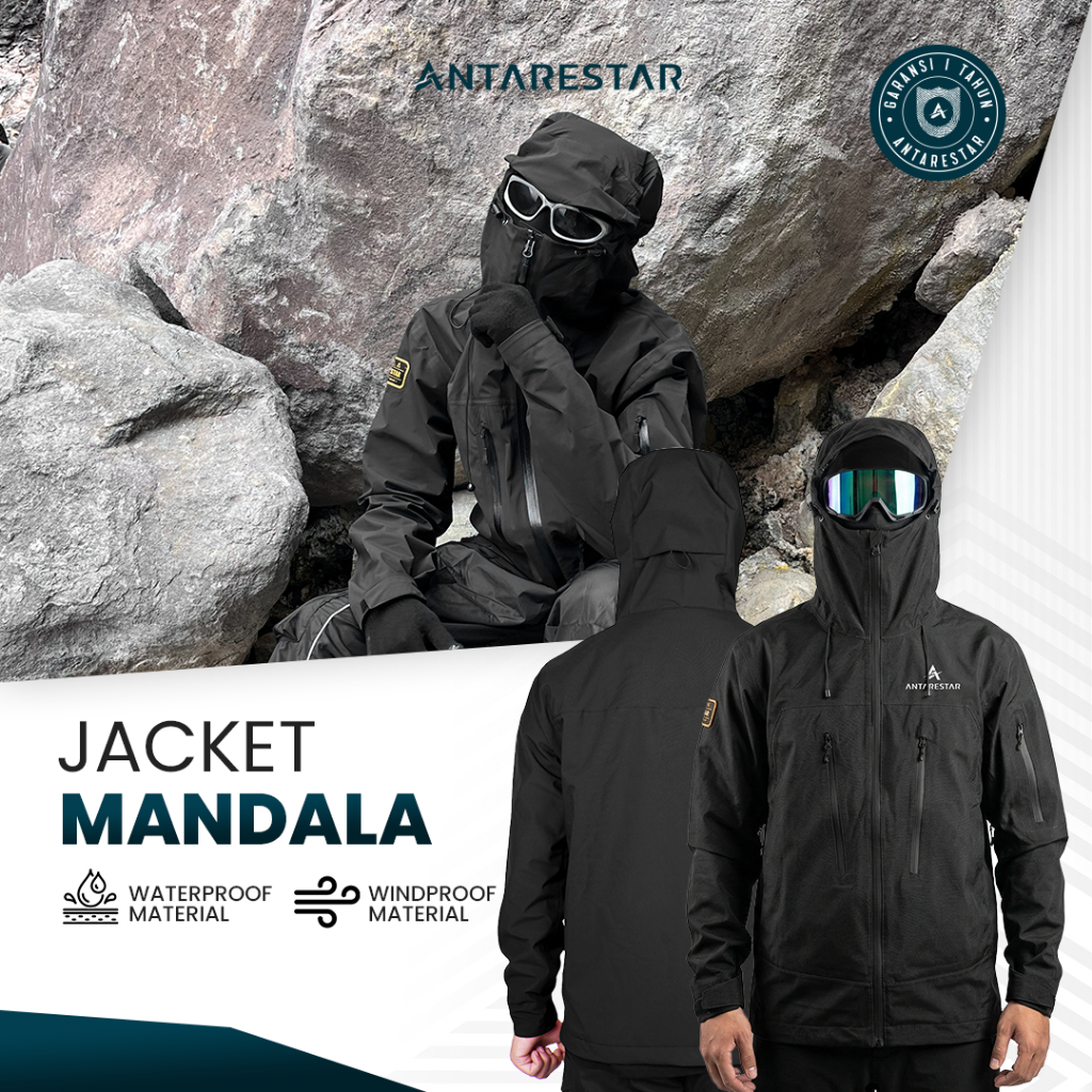ANTARESTAR Official -Jaket Gorpcore Mandala Jaket Outdoor Premium 3 Layer Windproof & Water-Repellent Hiking Traveling