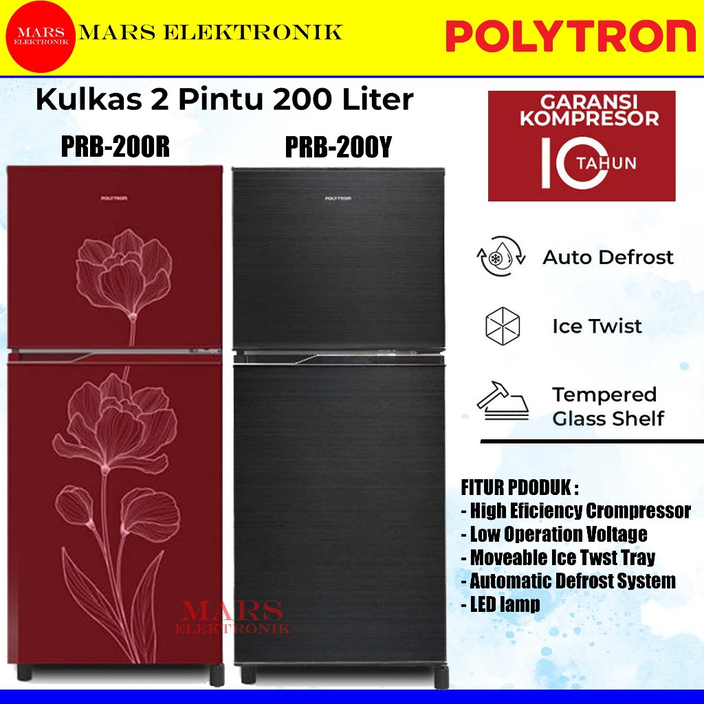Jual POLYTRON KULKAS PRB 200R / PRB 200 Y - 2 PINTU - KAPASITAS 166 ...