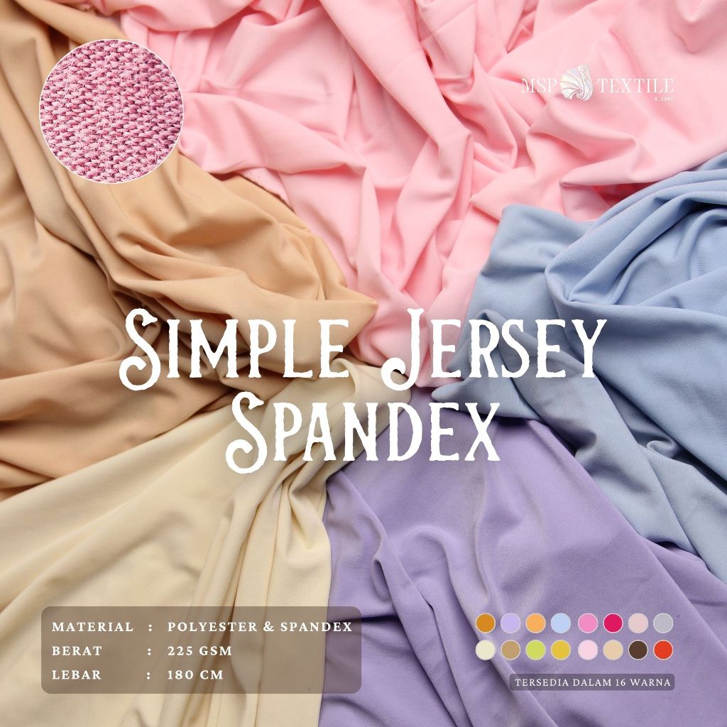 Jual KAIN SIMPLE JERSEY SPANDEX BAHAN POLYESTER ELASTIS PREMIUM COCOK ...