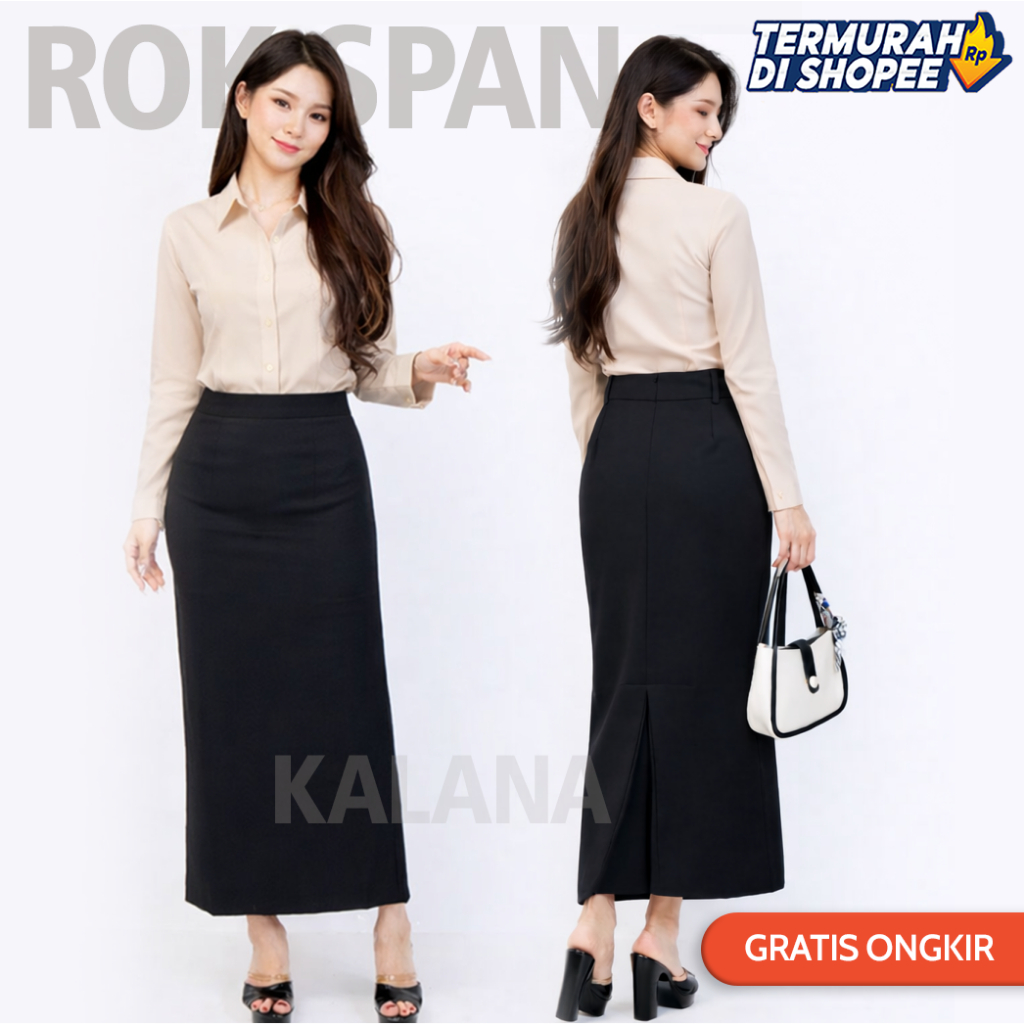 Jual Rok Kerja Wanita Panjang Span Kaira Series Rok Kantor Rempel ...