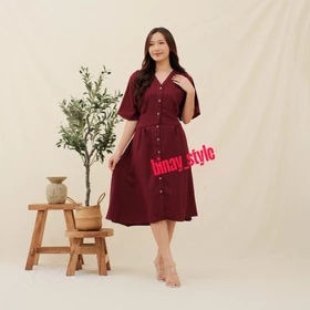 Dress Wanita Midi All Size Dengan Kancing Busui Friendly Dan Nyaman Dipakail Midi Dress Lady