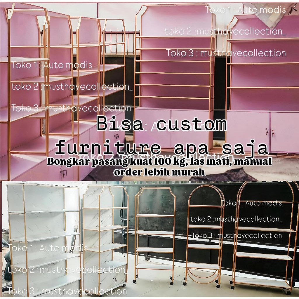 Jual RAK EMAS MARMER MARBLE BESI MINIALIS KNOCK DOWN BOOKCASE AESTHETIC ...