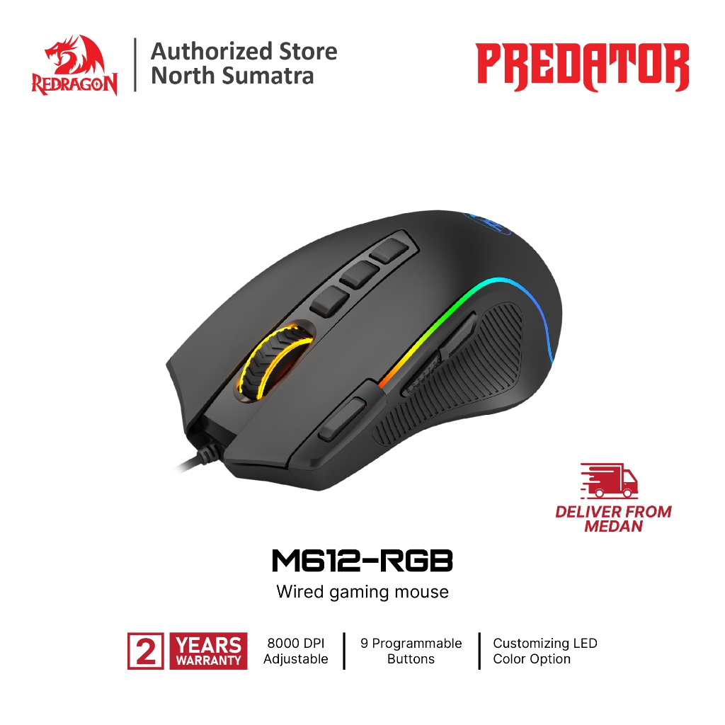 Jual Redragon Predator M612 RGB 8000 DPI Wired Optical Gaming Mouse ...