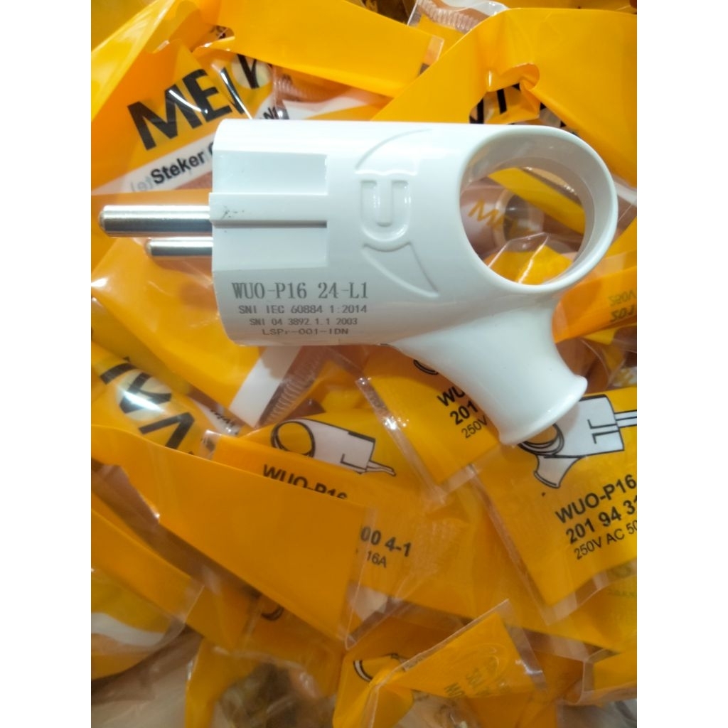Jual STEKER ARDE BULAT GAGANG PUTIH MEVAL WUO-P16 WUO-P16 / SCHUKO PLUG ...