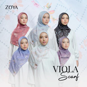 Zoya Viola Scarf Kerudung Hijab Segi Empat Motif Premium Box