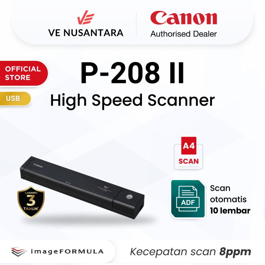 Jual Scanner Kecepatan Tinggi Canon P 208 II - ADF Scan Otomatis 10 ...