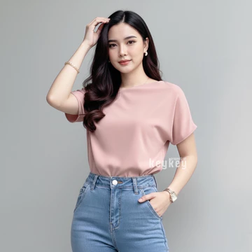 KINO Blouse Wanita One Shoulder Wanita Moscrepe Premium Atasan Simple Elegan Fit To L 10 Warna