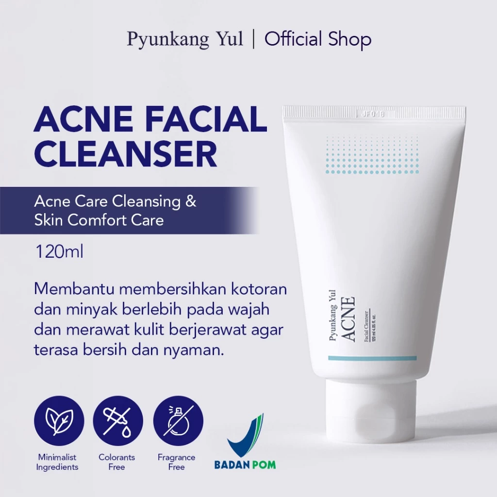 Pyunkang Yul Acne Facial Cleanser kemasan tube 120ml dengan busa halus