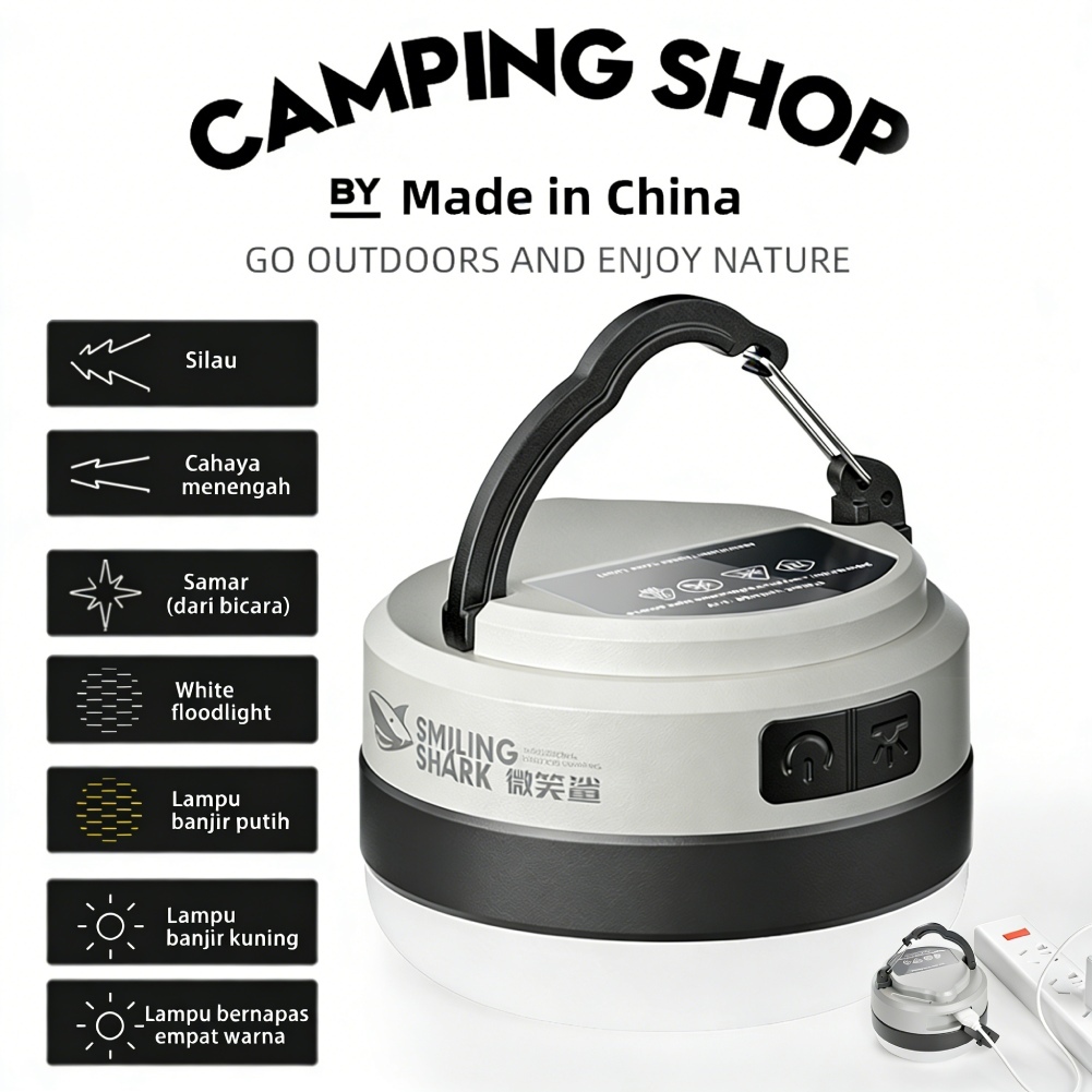 ALLTREK Lampu Camping Emergency GLOWNEST Lampu Gantung Tenda Estetik Soft Light Multifungsi Portable LED Rechargeable Dilengkapi fitur tahan air IPX6 untuk penggunaan sehari-hari dan pengisian daya cepat Type-C.