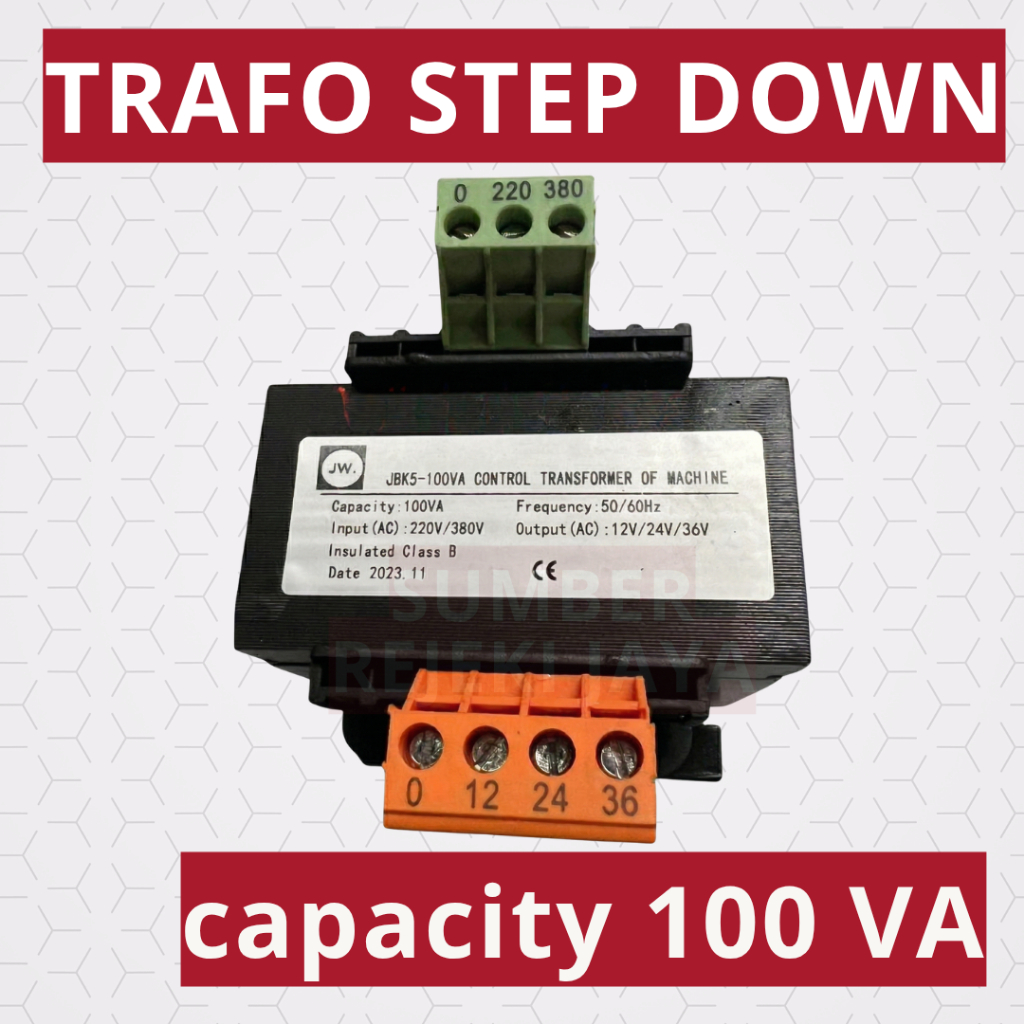 TRAFO MULTI CONTROL TRANSFORMER STEP DOWN 100VA 380V / 220V ke 12V 24V 36V 48V 110V JBK5-100