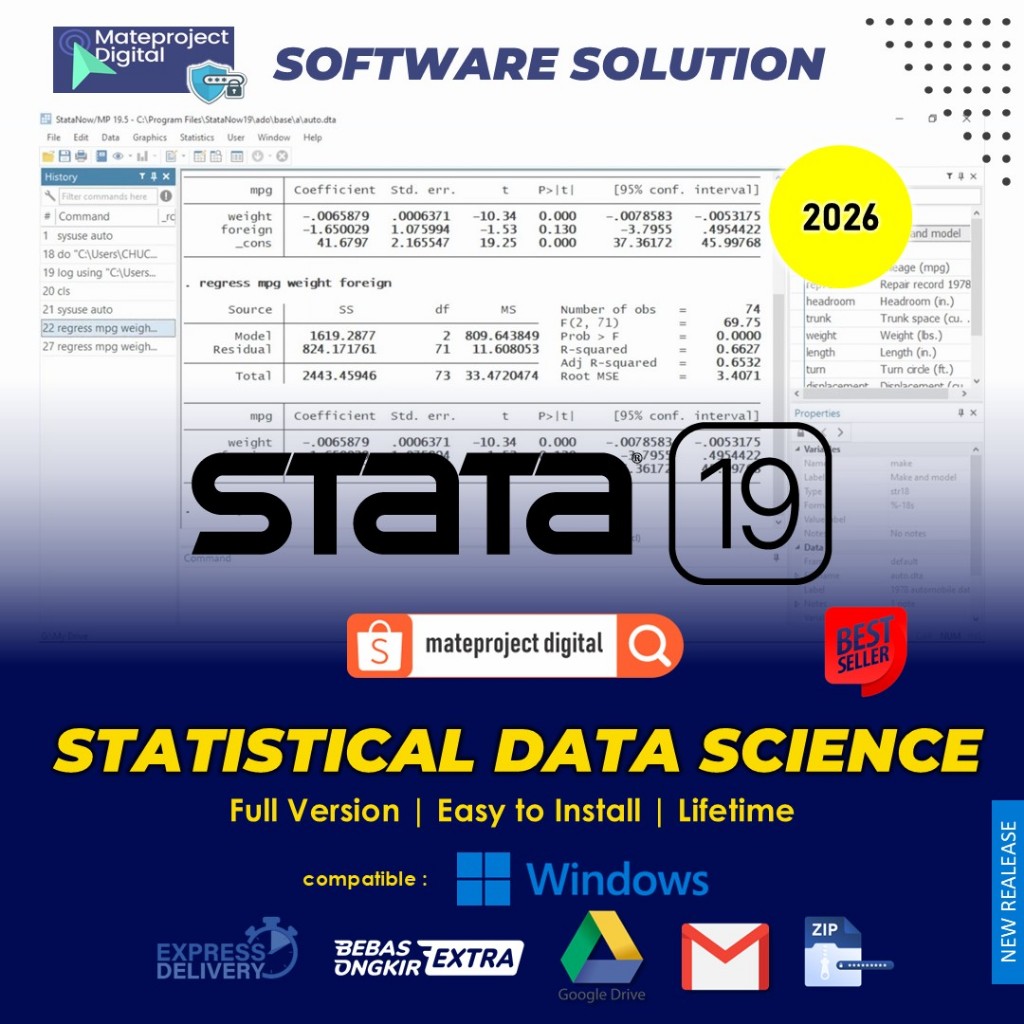 Jual STATA 19.5 MP 2026 Full Original (win/mac) STATA 18 / STATA MP 17 ...