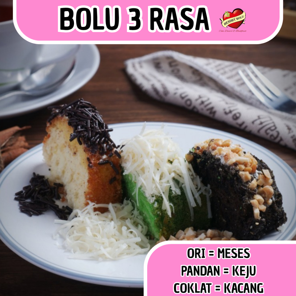 Jual Bolu 3 (TIGA) Rasa / Kue Bolu Pandan Keju / Coklat Kacang ...
