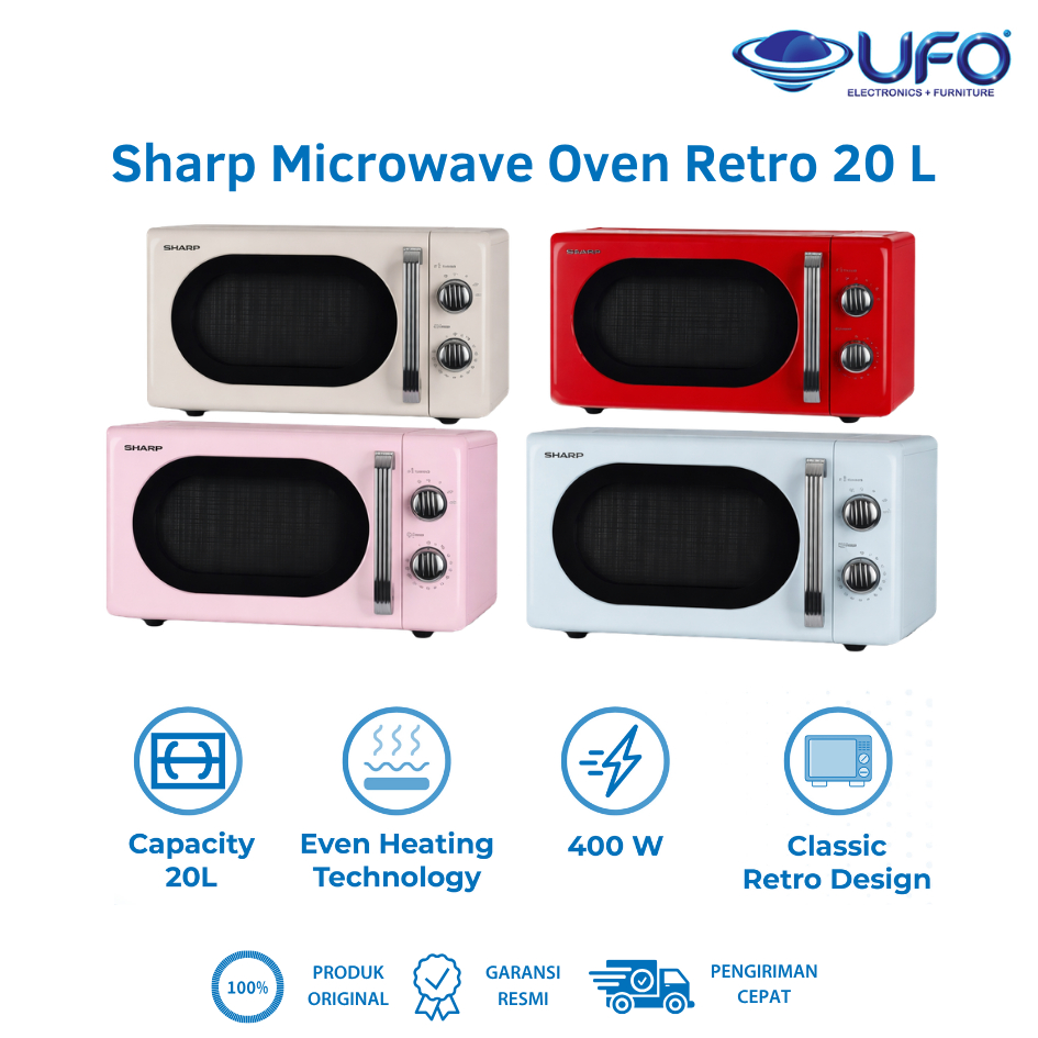 Jual Sharp Microwave Oven Solo Retro Classic Design 20 Liter R-201MRS ...