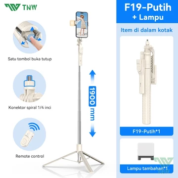 TNW F19 Tongsis Tripod Selfie Stick Tripod 190CM Bluetooth Remote Tripod Untuk HP Kamera