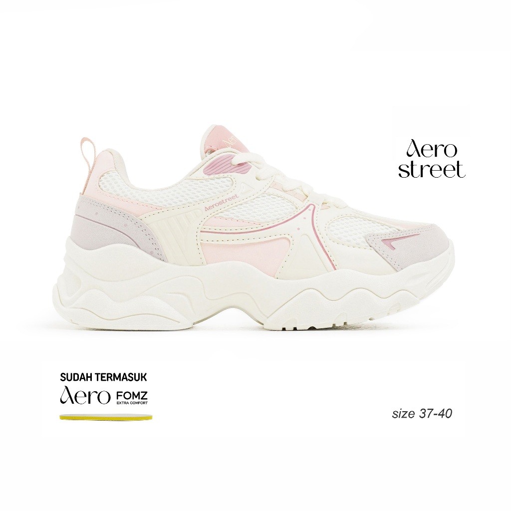 Aerostreet Callie Sneakers Wanita Natural/Peach/Merah Muda Sepatu Cewek Women Casual Sporty Ringan Empuk Tidak Licin