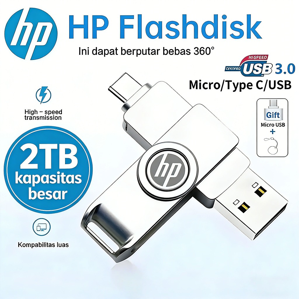 Jual Flashdisk 2TB 3 in 1 USB 3.0 - dengan Port Type C Micro USB, High ...