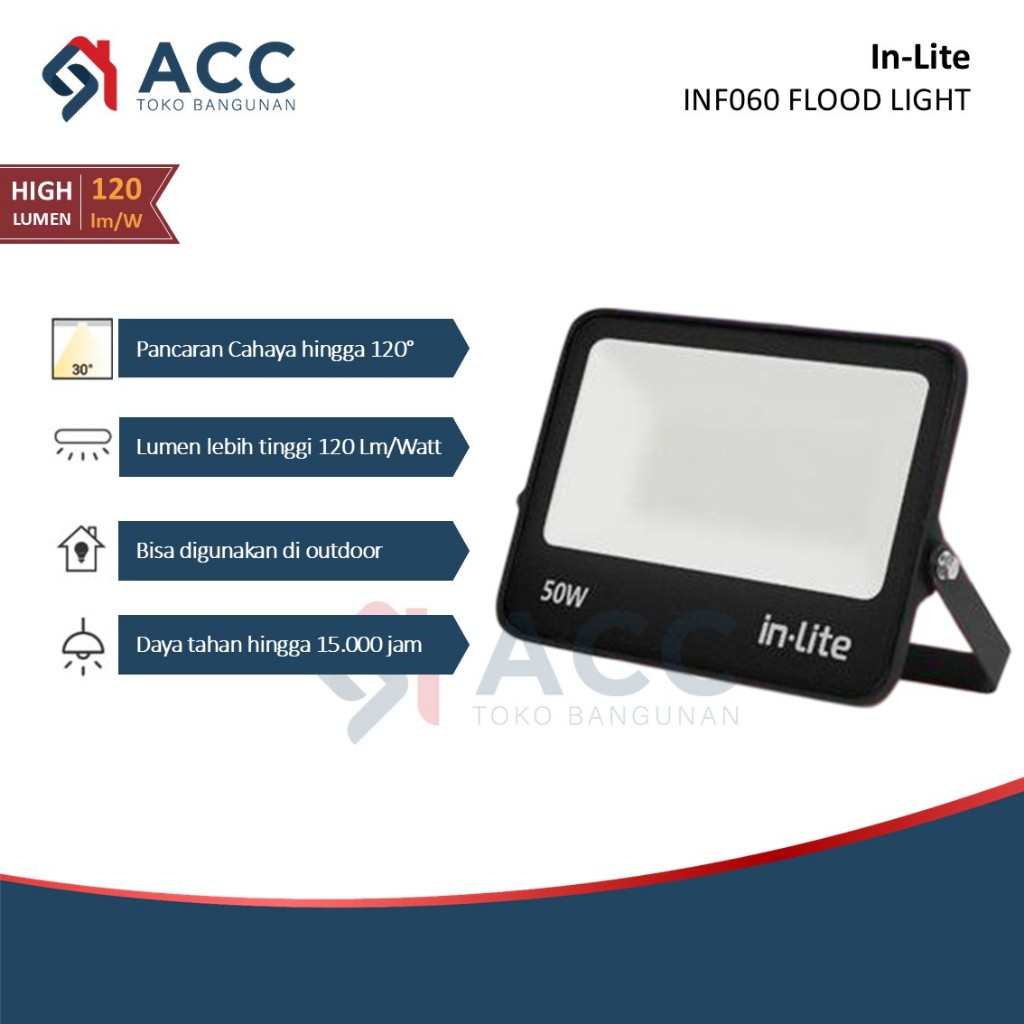 Jual INLITE INF030 INF060 50W 50 WATT Lampu Sorot FloodLight LED Flood ...