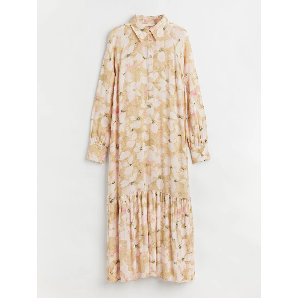 Maxi Dress Lengan Panjang Bahan Viscose Motif Floral  Floral Pattern Maxi Dress - HM-2176