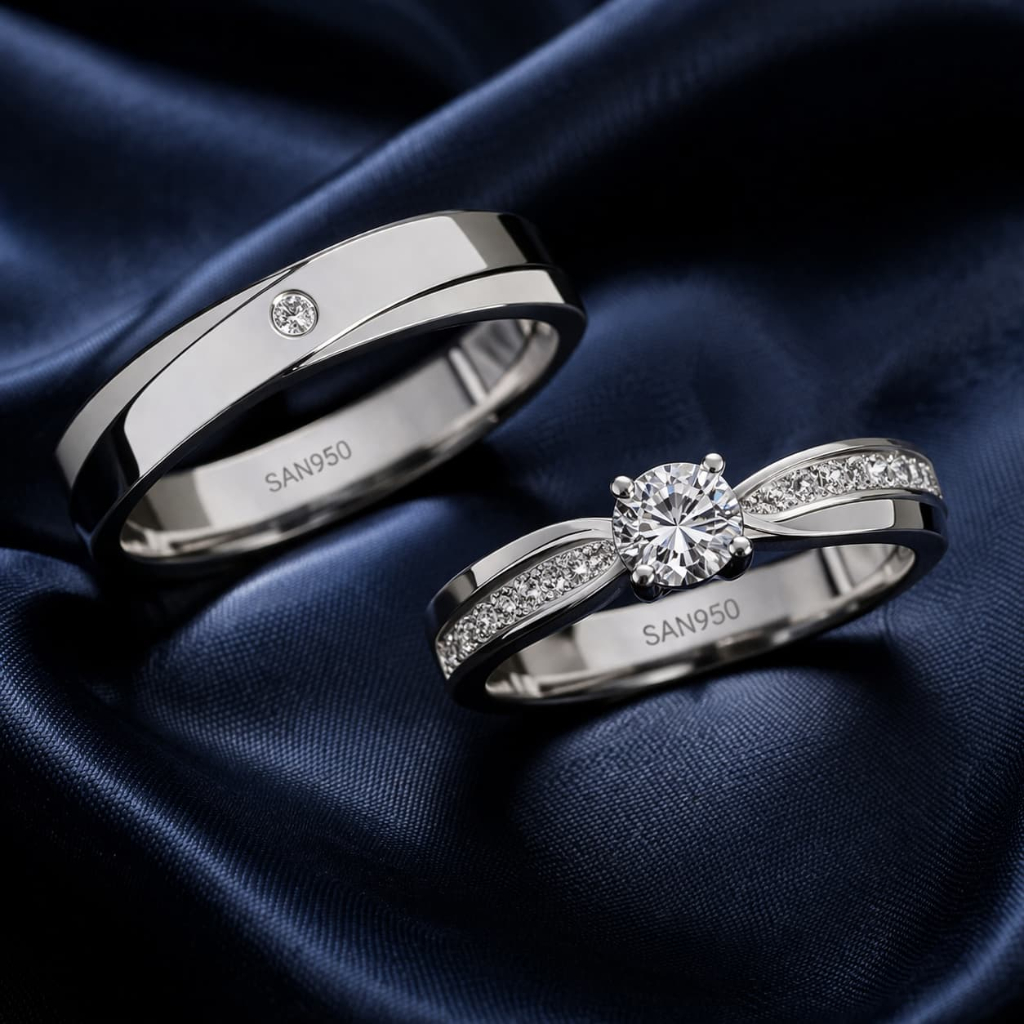Jual Cincin Couple Palladium Nikah Halal Berkualitas SAN950 C984 - Ring ...