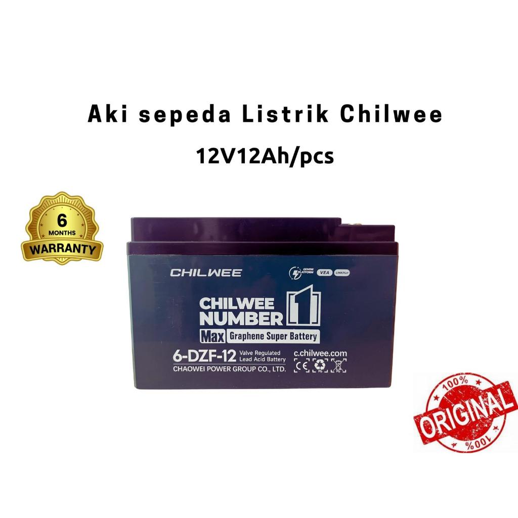 Chilwee Aki Sepeda Listrik 12V 12Ah 6-DZF-12 Original Baterai VRLA Graphene Maintenance Free & Tahan Panas untuk Sepeda Motor Listrik