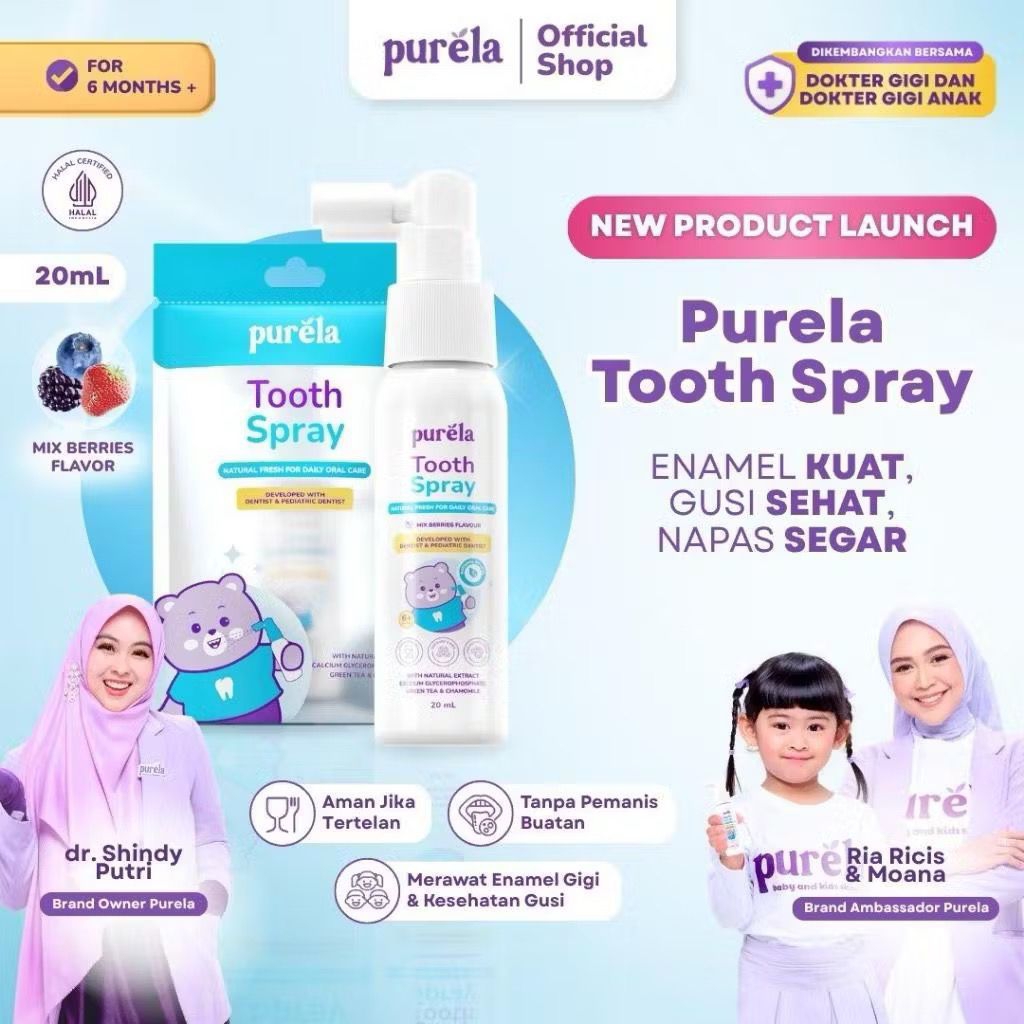 Jual PURELA TOOTH SPRAY (20ml) & TOOTHPASTE 50g - Napas Segar dan Gigi ...