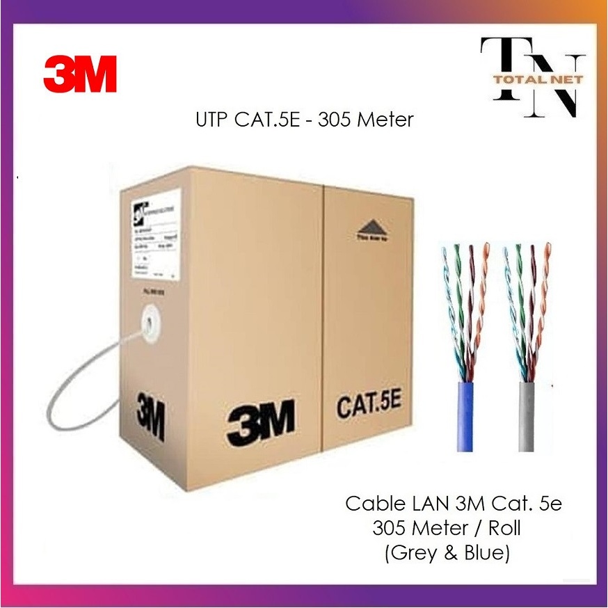 Jual 3M Kabel UTP Cat 5e 305meter Kabel LAN cat 5 cat5 Merk 3M | Shopee ...