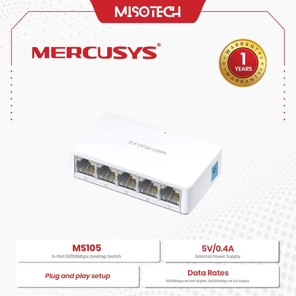 Jual TP-Link TPLink Mercusys MS105 Unmanaged Desktop Switch Hub Fast ...