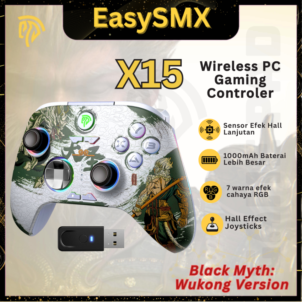 Jual EasySMX X15 Wukong Game Controller Hall Joystick X15 Wireless ...