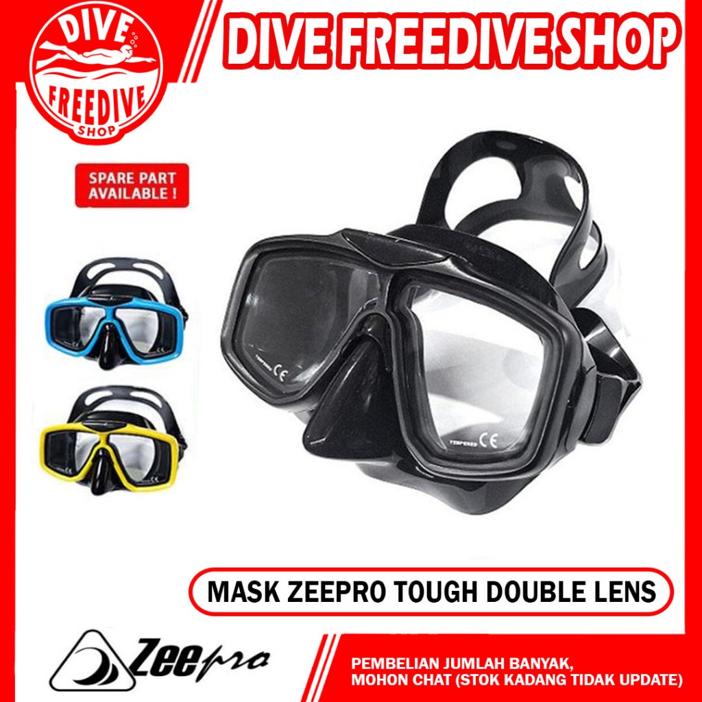 Jual Mask Zeepro Tough Double Lens Black Masker Selam Scuba Diving ...
